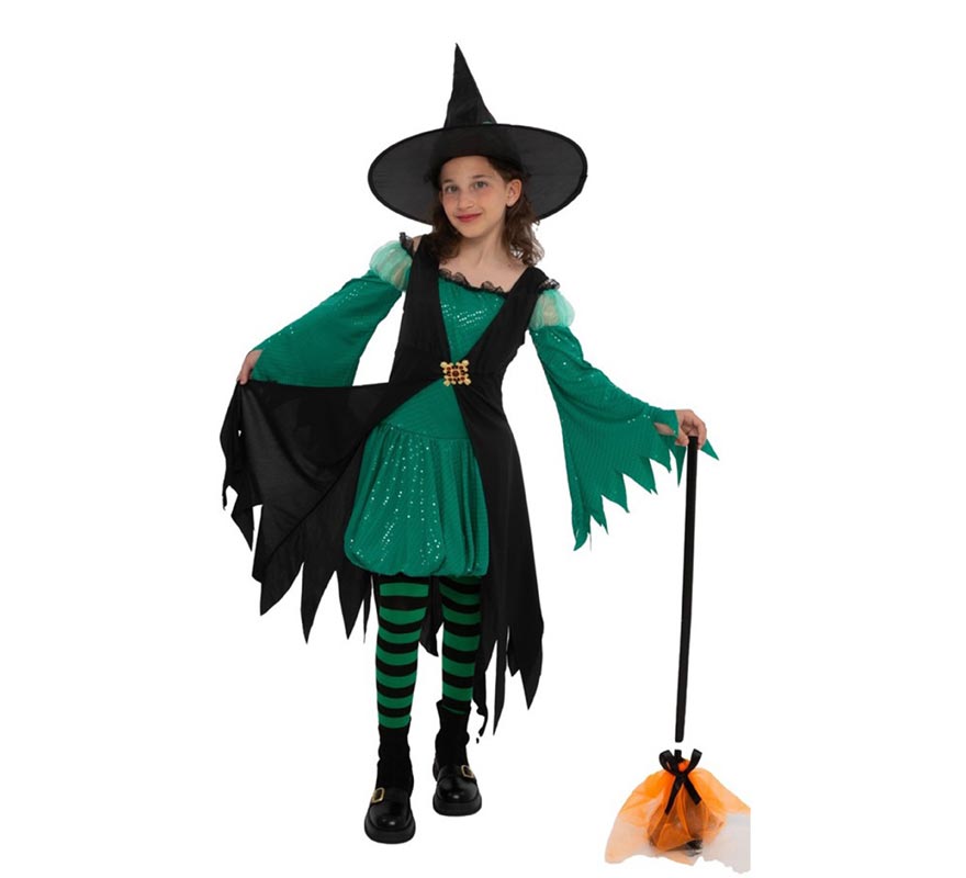 Disfraz de Bruja Esmeralda verde para niña