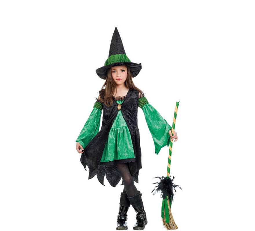 Disfraz de Bruja Esmeralda verde para niña