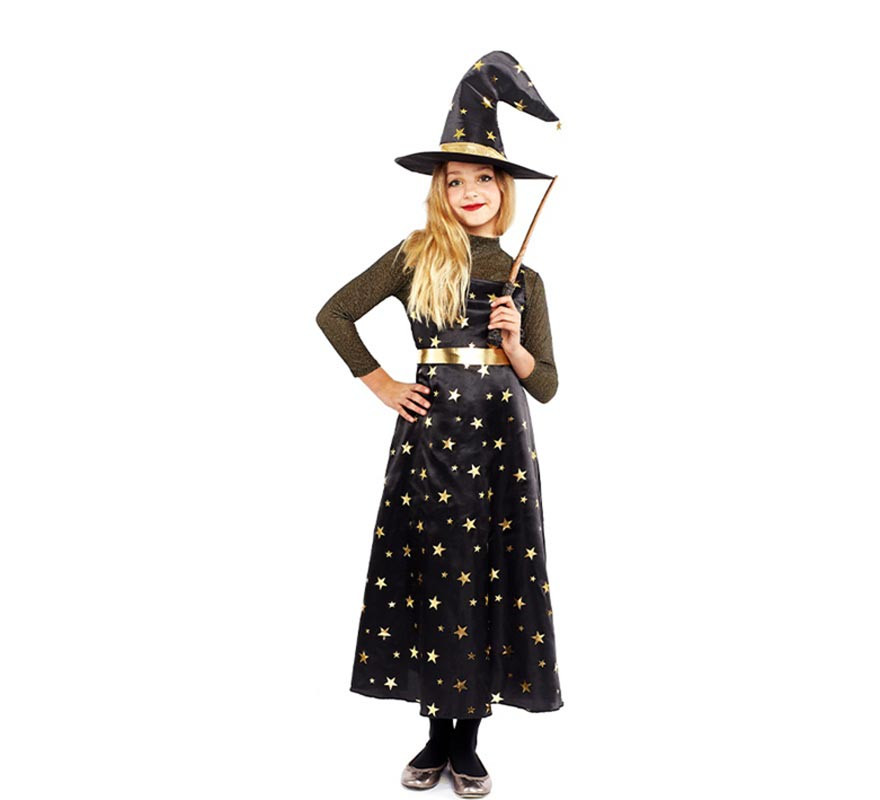 Gold Star Witch Costume with Hat for Girls