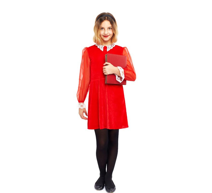 Young witch costume red dress for girl