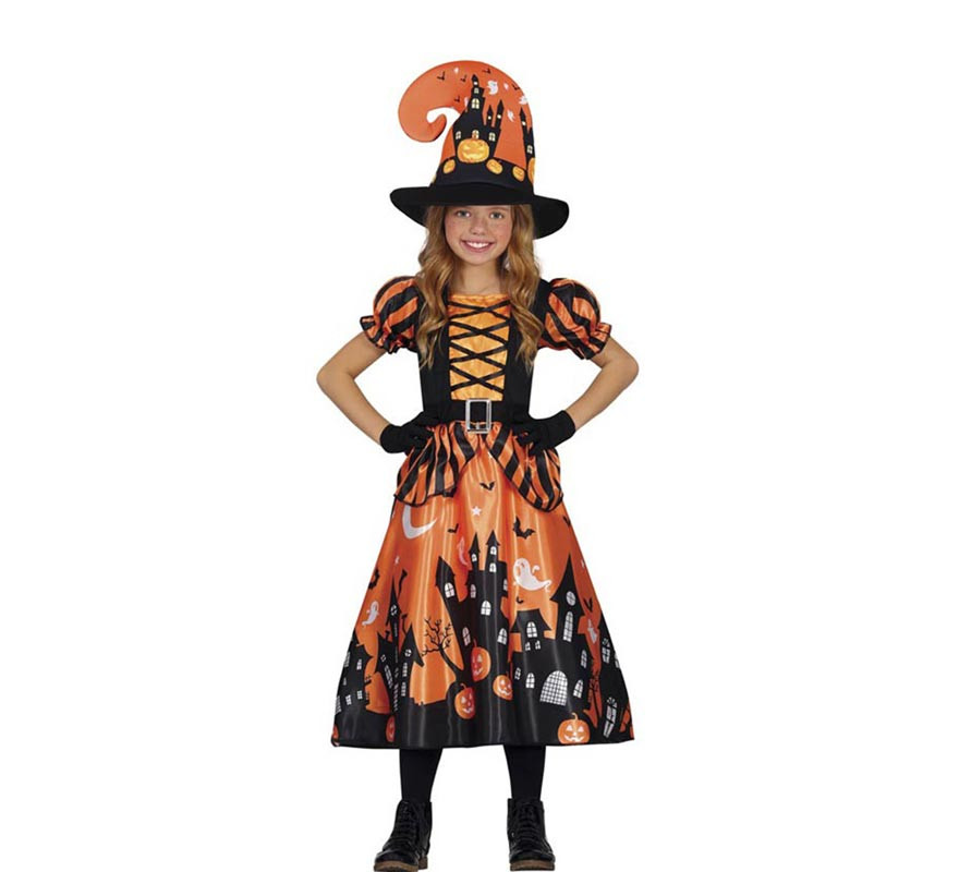 Orange Magic Witch Costume for Girls