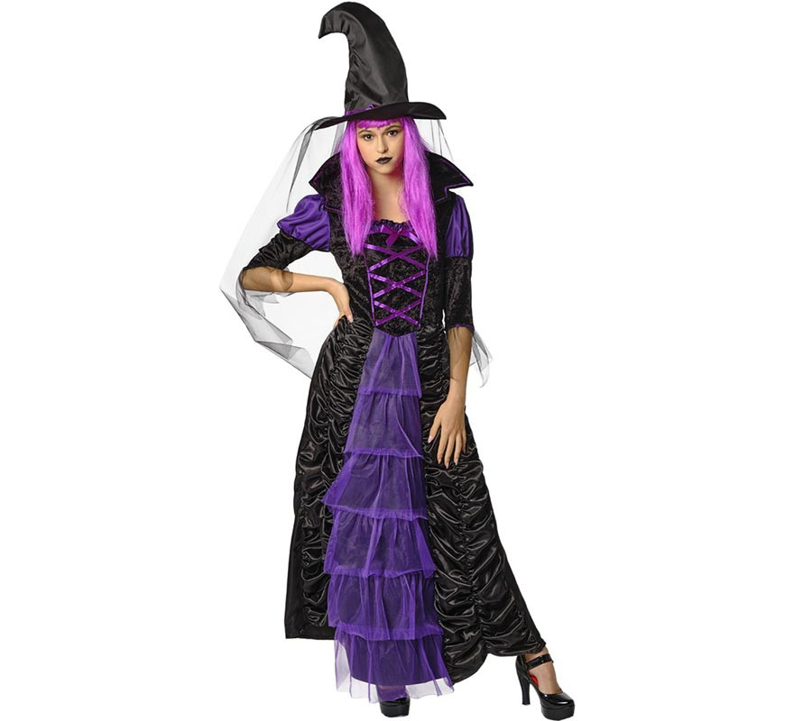 Costume da strega cattiva nero e viola per donna