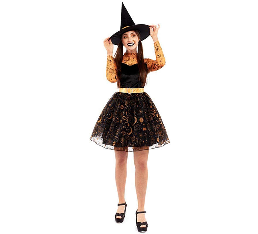 Black and orange witch costume for teenagers