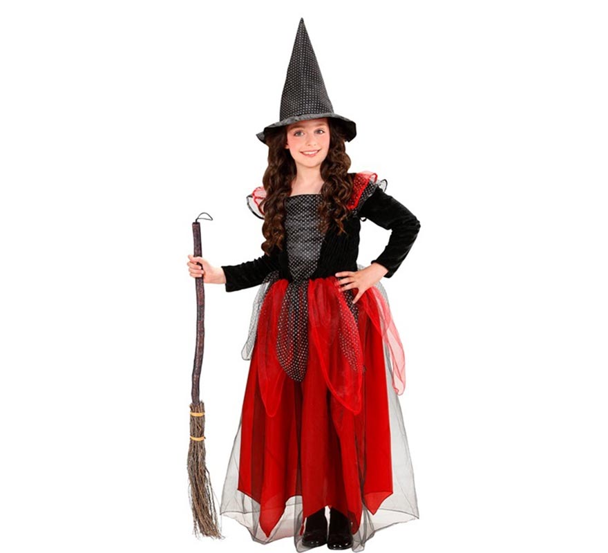 Black and red witch costume for girls and babies