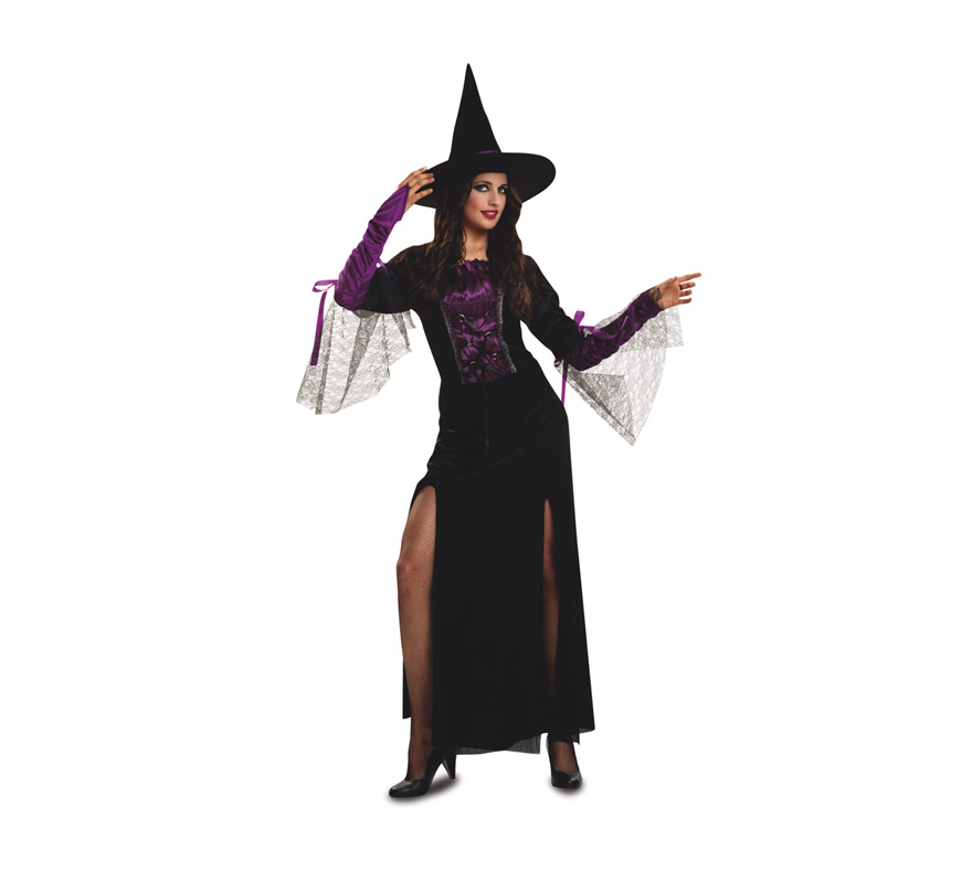 Disfraz de Bruja púrpura para mujer talla M-L para Halloween
