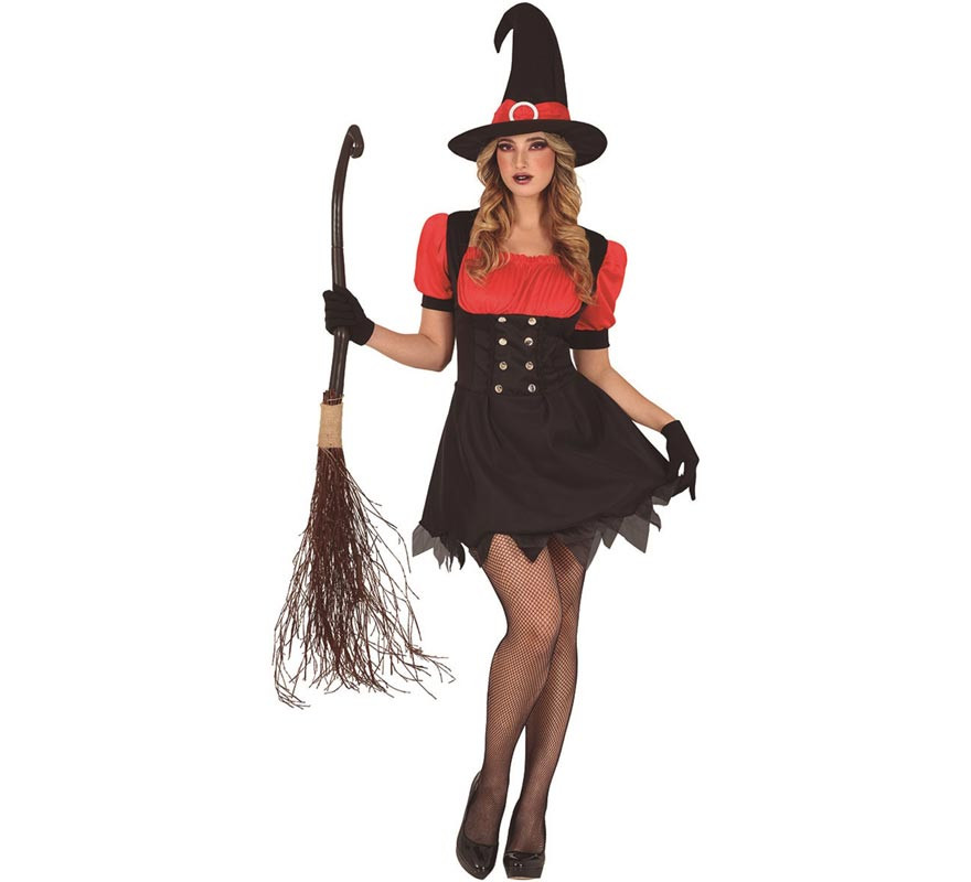 Red and black witch costume for women