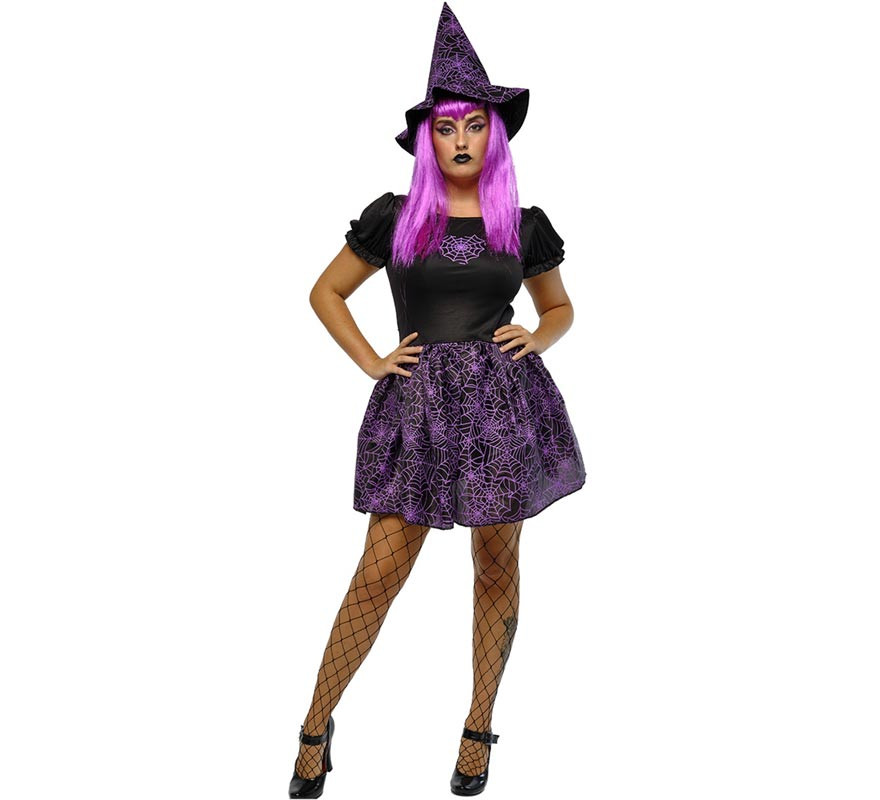 Pink Neon Spiderweb Witch Costume for Women