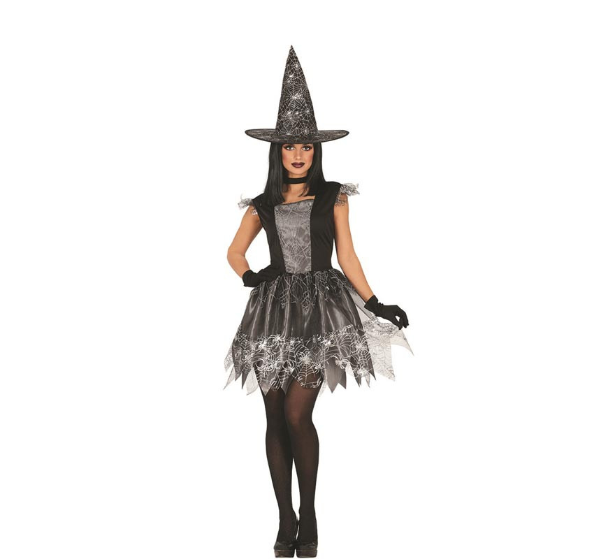 Teen Silver Spiderweb Witch Costume