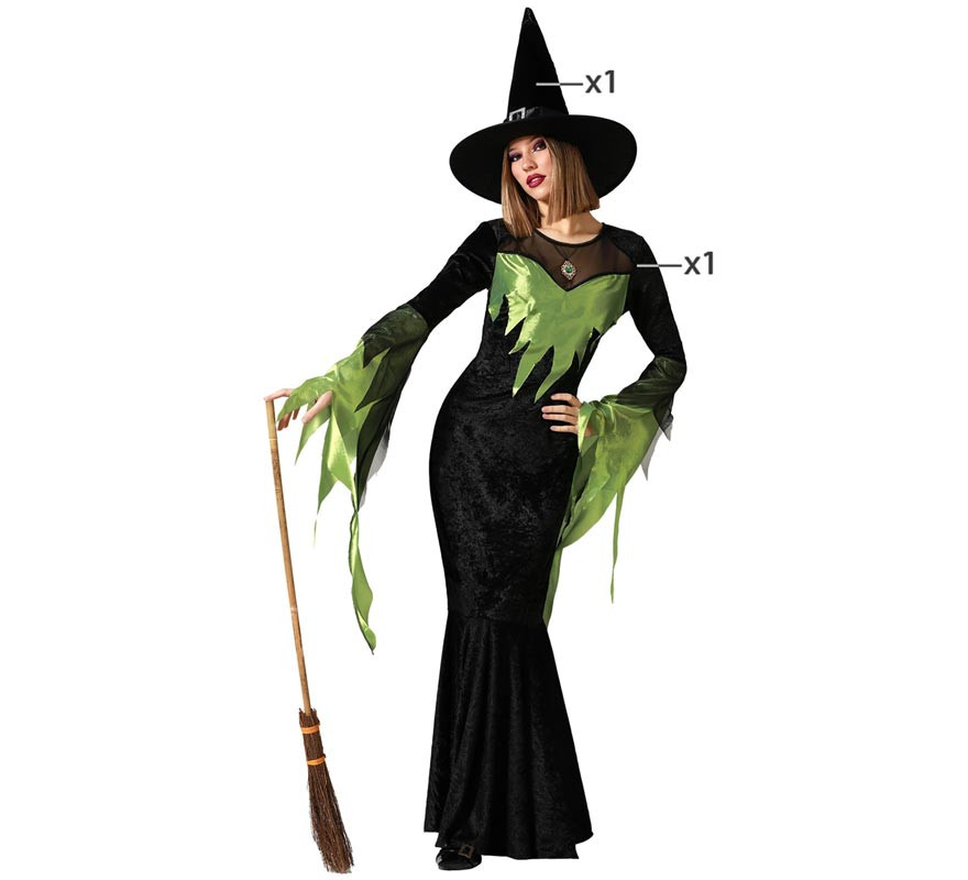 Elegant Green Witch Costume for women