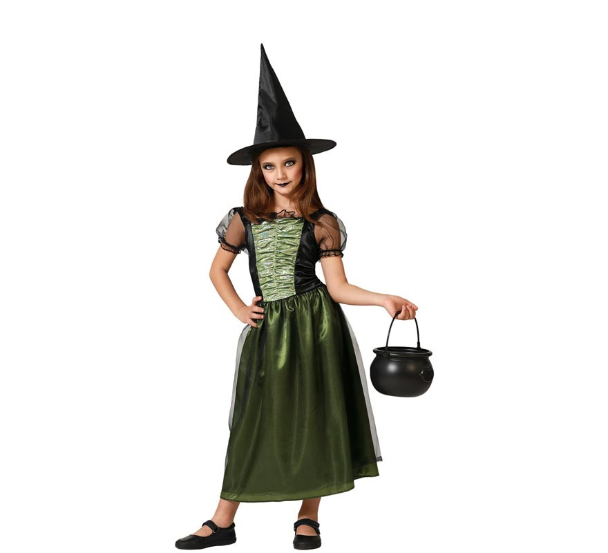 Dark green witch costume for girls