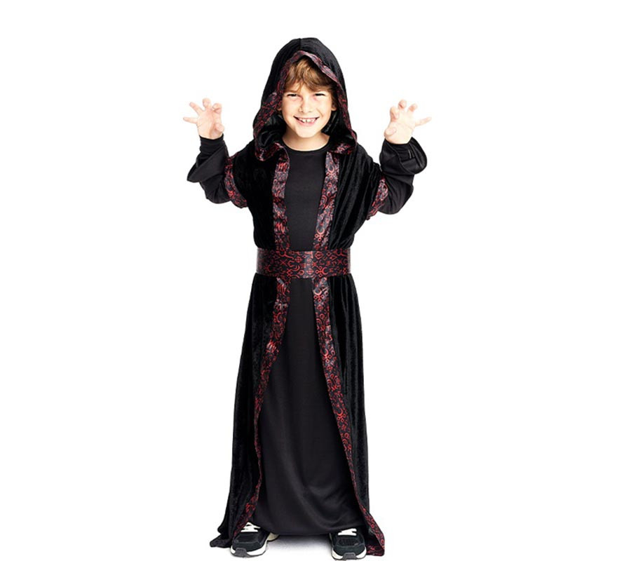 Dark Wizard Costume with Hood and Belt for Boys