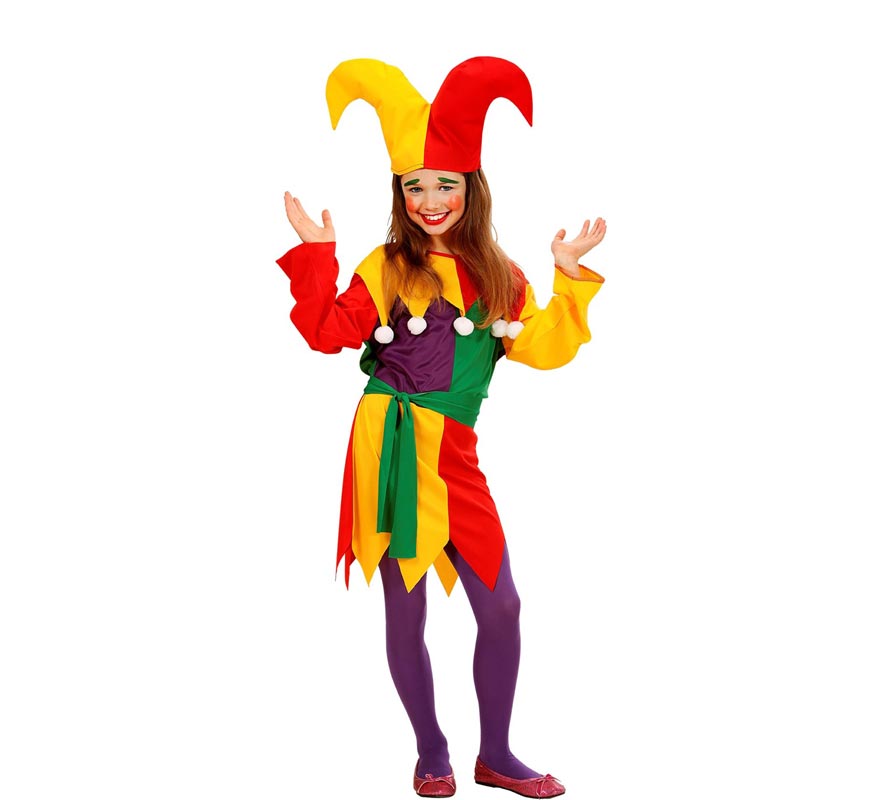 Red and yellow jester costume for children and teenagers