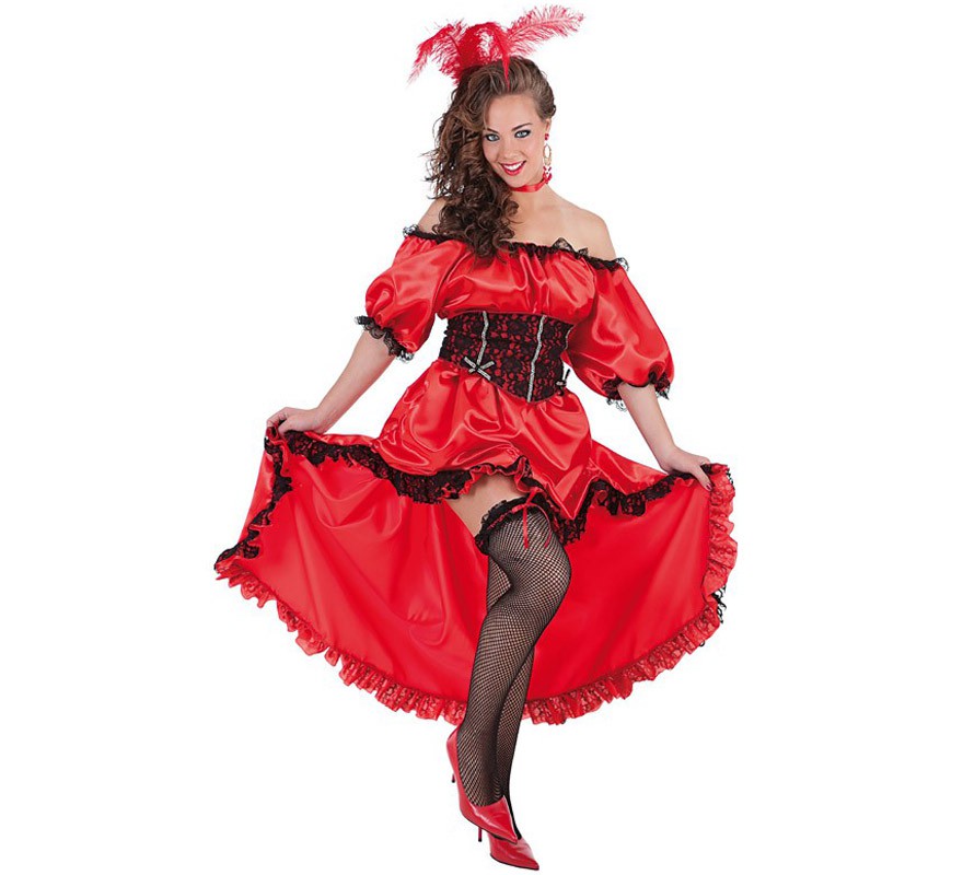 Disfraz de Burlesque Can Can rojo para mujer