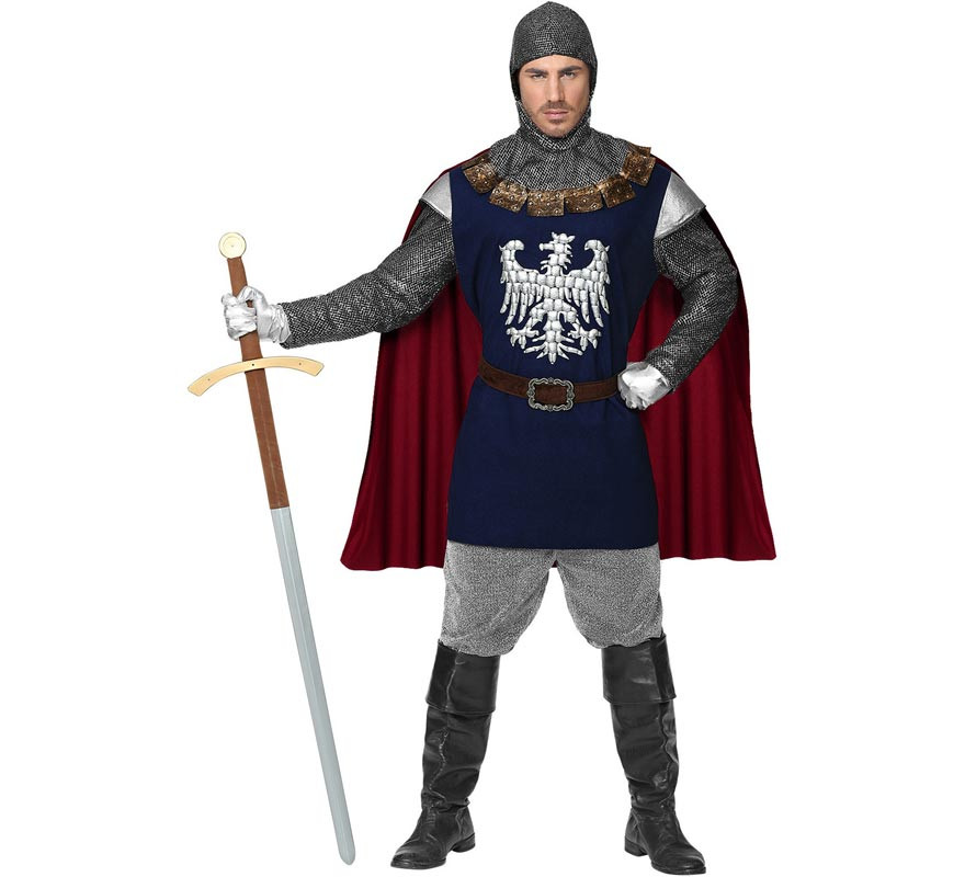 Blue Eagle Knight Costume with Cape for Men