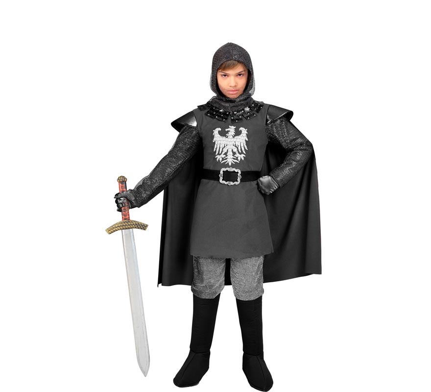 Gray Eagle Knight costume with cape for children