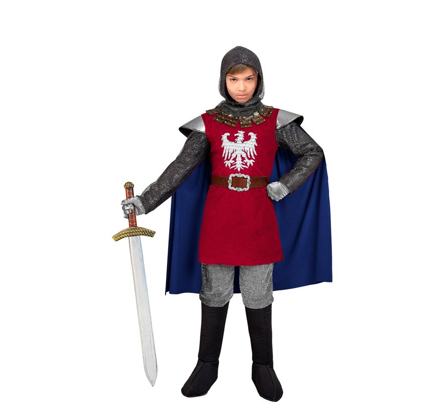 Red Eagle Knight costume with cape for children