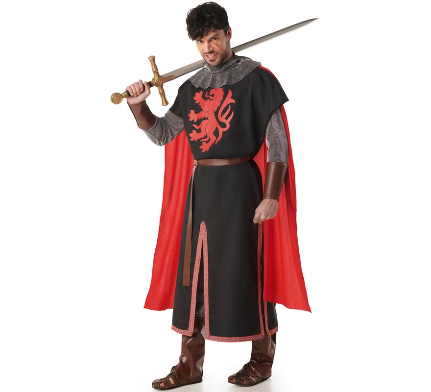 Medieval Knight Black Lion Costume for Men