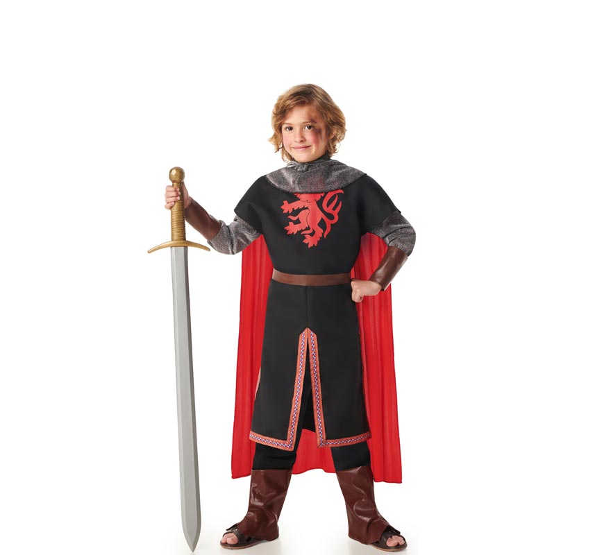 Medieval Knight Black Lion Costume for Kids