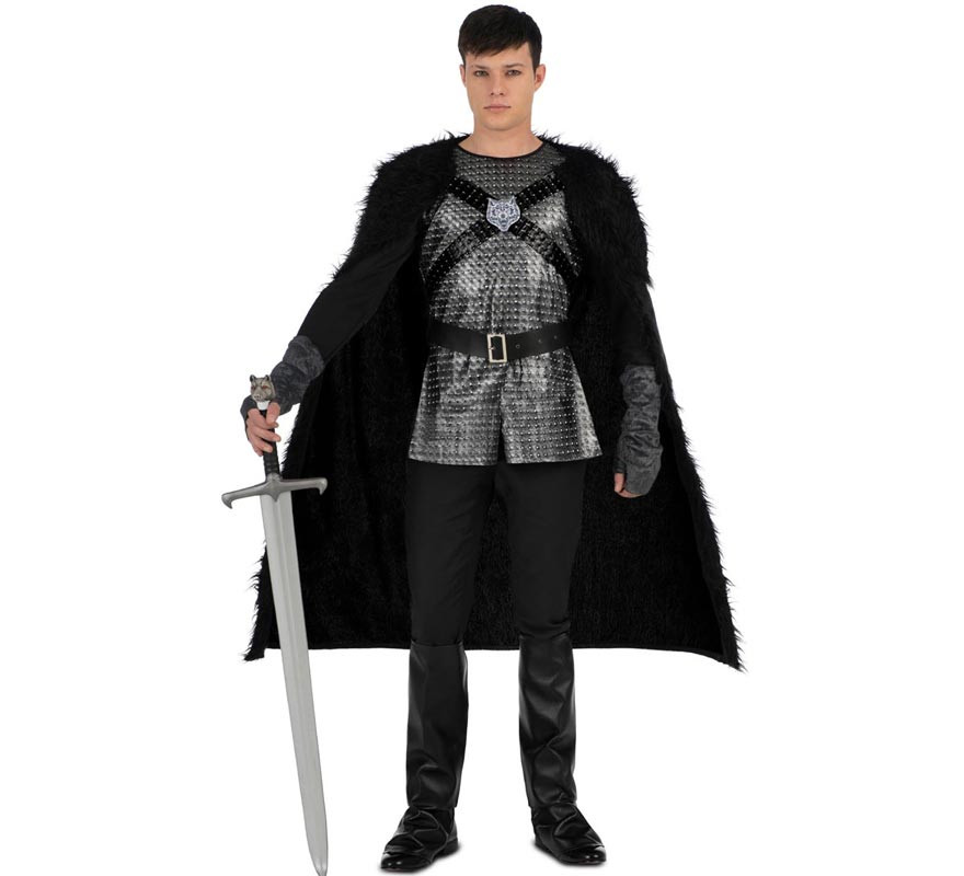 Black Medieval Knight Costume with Cape for Men