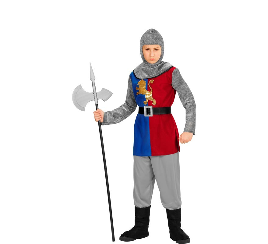 Tricolor Medieval Knight costume with hood for children