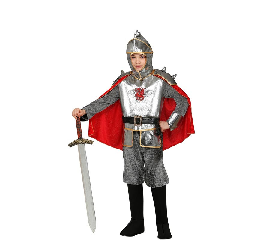 Silver knight costume with armor for children