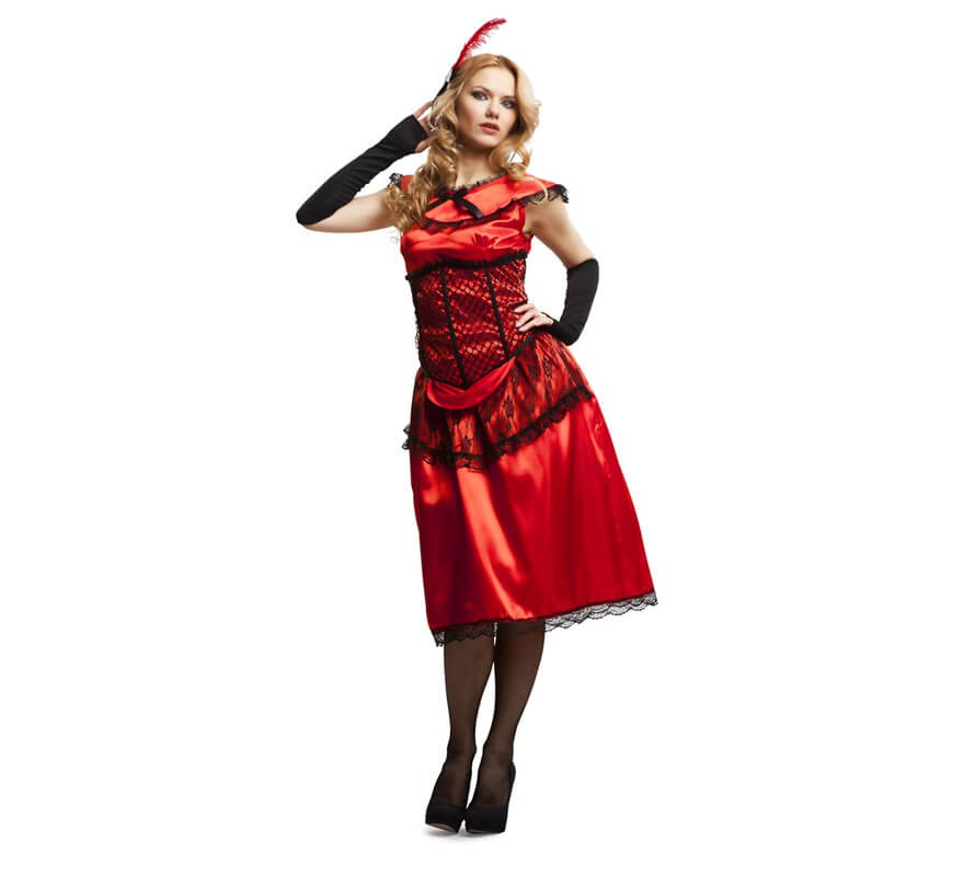 Disfraz de Cabaretera rojo para mujer