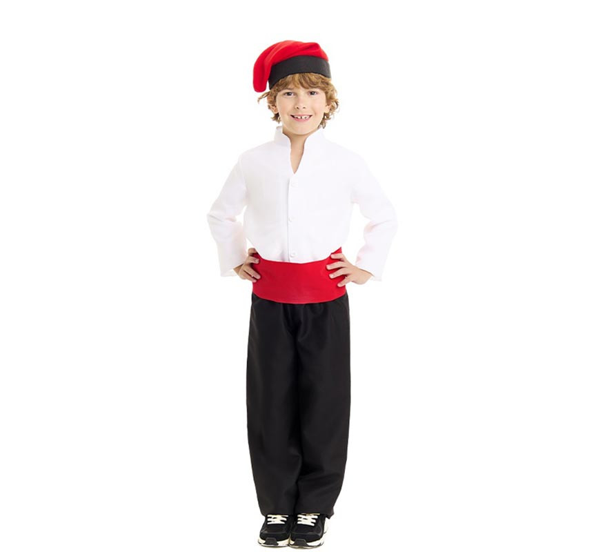 Black and white Caganer costume with sash for children