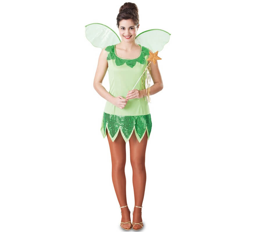 Disfraz de ninfa verde con alas para mujer