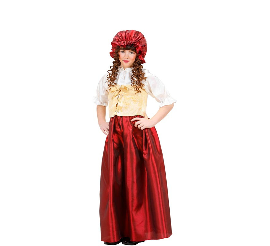 Beige and red peasant costume for girls