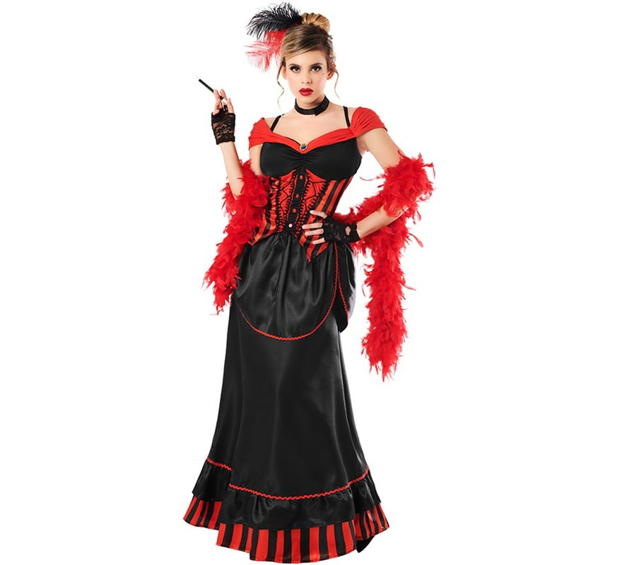Disfraz de Can Can rojo y negro para mujer
