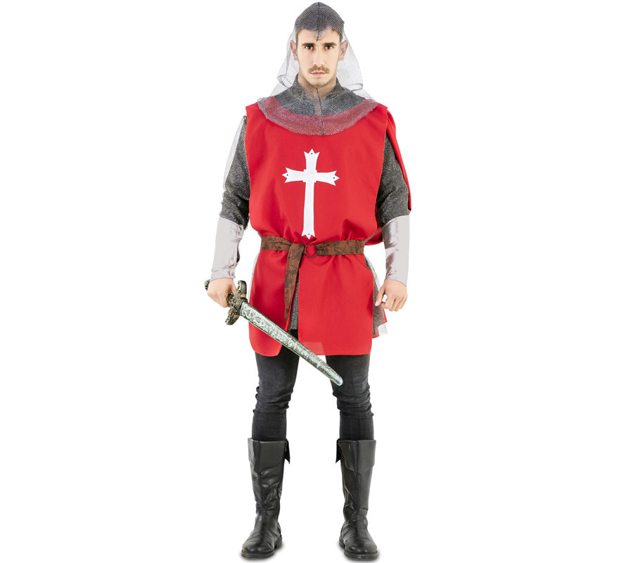 Costume da mantello da guerriero medievale rosso per uomo