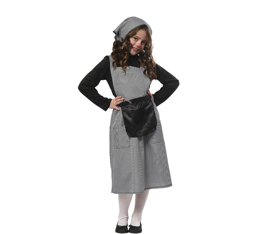 Classic black and grey chestnut seller costume with scarf for girls