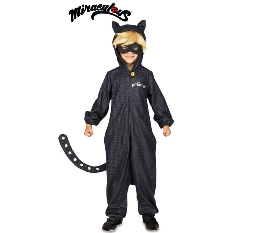 Robusto Cuyo entregar Disfraz de Cat Noir Pijama de Miraculous Ladybug con peluca para niño
