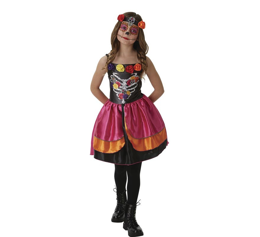 Catrina del Bosque costume with headband for girls