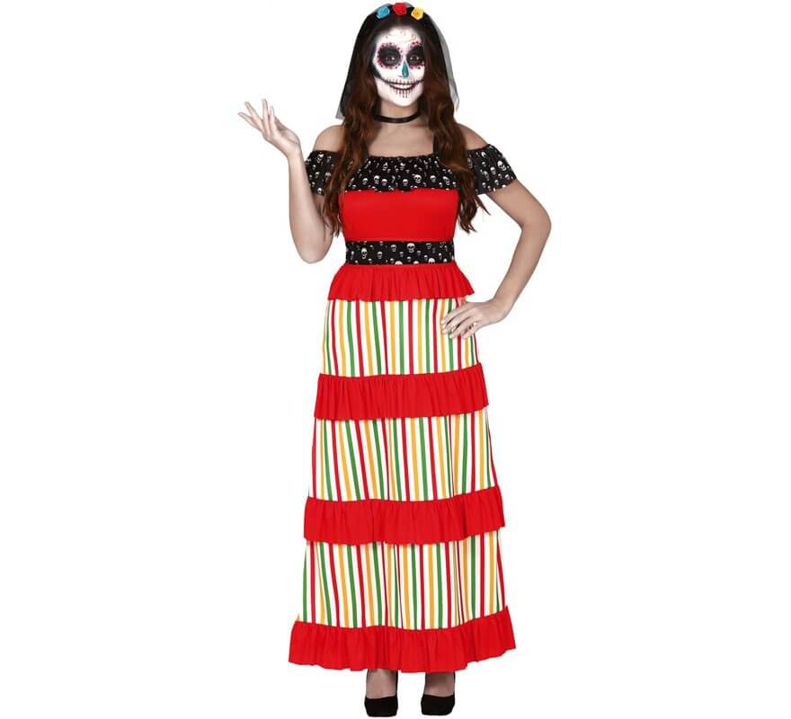 Giorno dei morti Rossa Capelli Halloween Carta Maschera Messicano Costume Di Halloween Accessorio