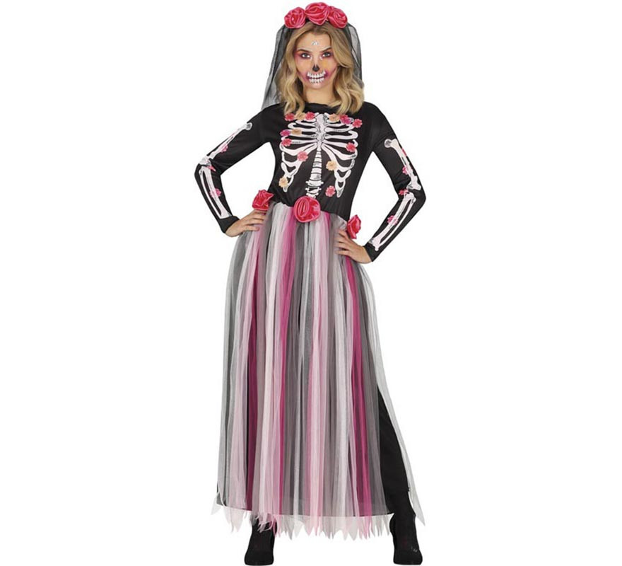 Pink Catrina Rosas costume for women