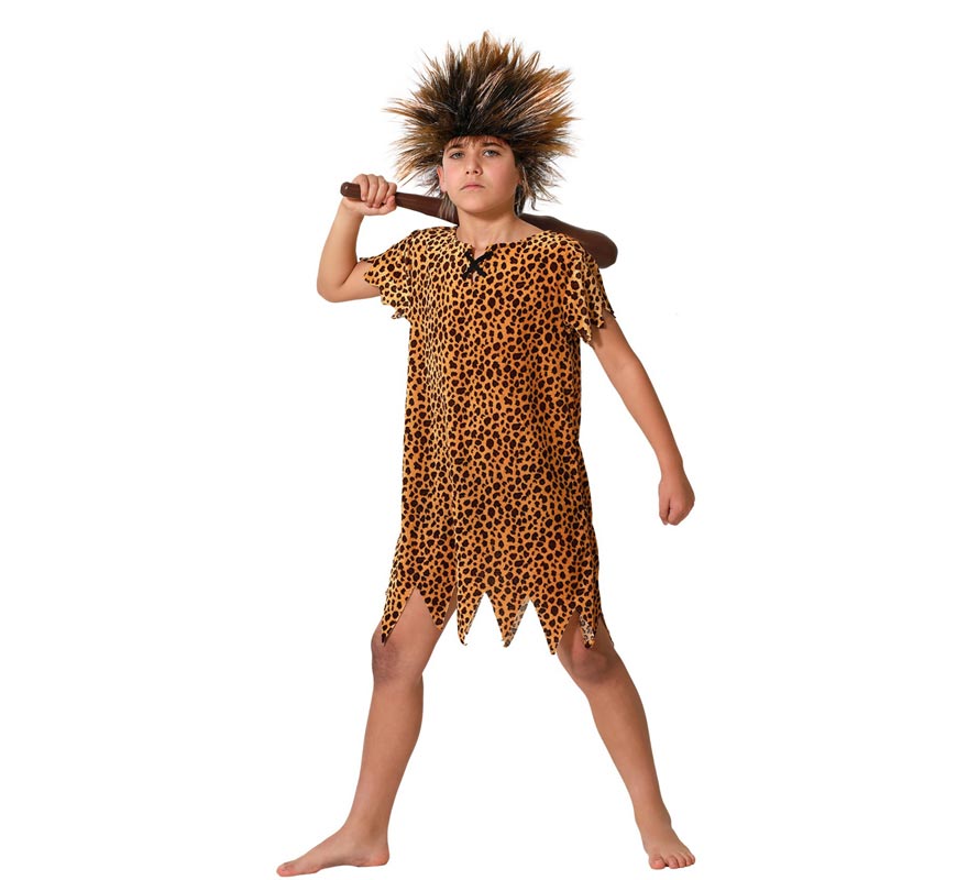 Costume da uomo delle caverne con stampa animalier per bambino