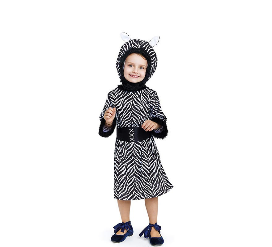 Fato de zebra com vestido e chapéu para menina