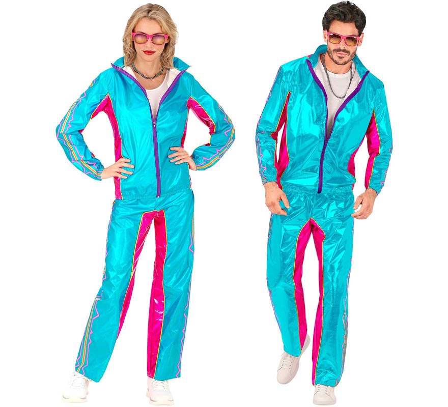 Adult Metallic Blue Electronic Tracksuit Costume