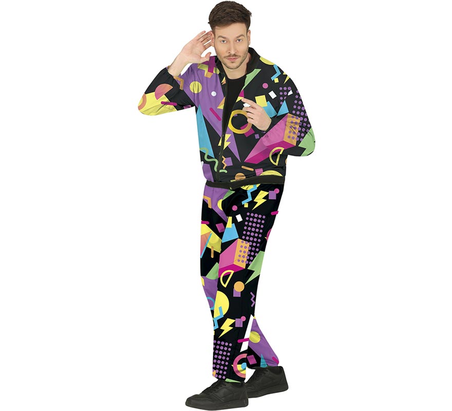 Men's 80s Black Tracksuit Costume