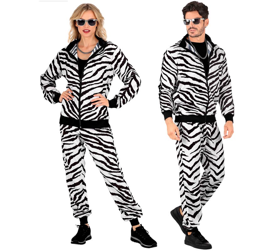 Fato de treino de zebra neon da moda para festa para adultos