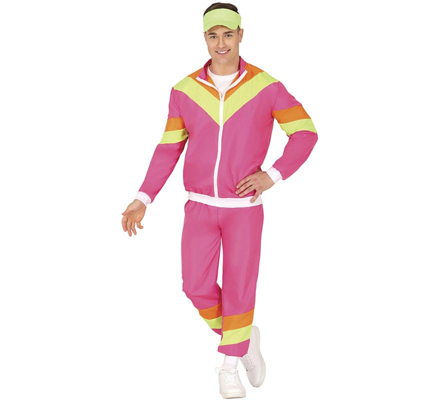 Déguisement survêtement homme rose fluo et jaune