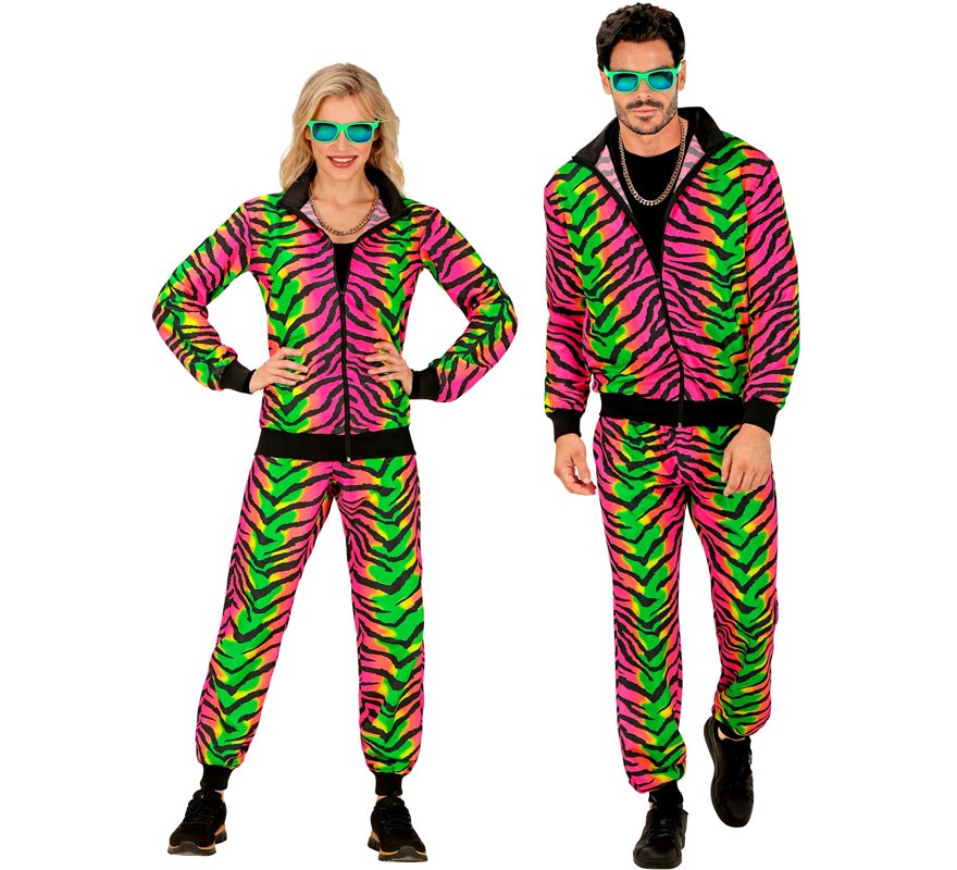 Costume de survêtement imprimé tigre fluo pour adultes