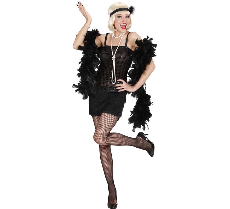 Women's black shiny Charleston costume