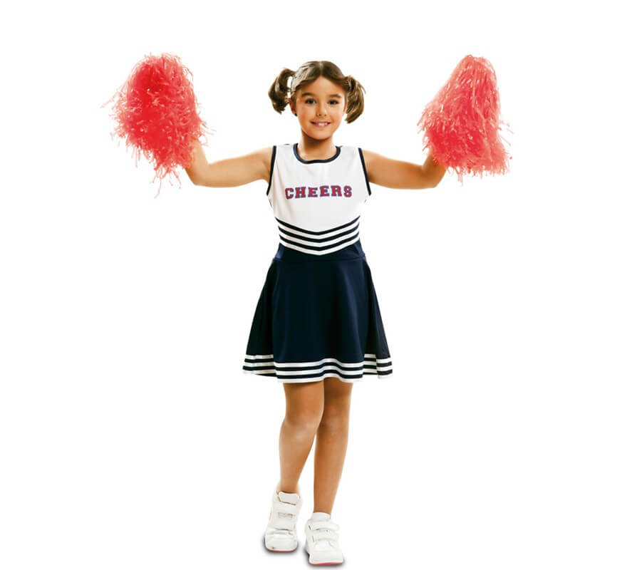 Costume da Cheerleader bianco e blu per bambina