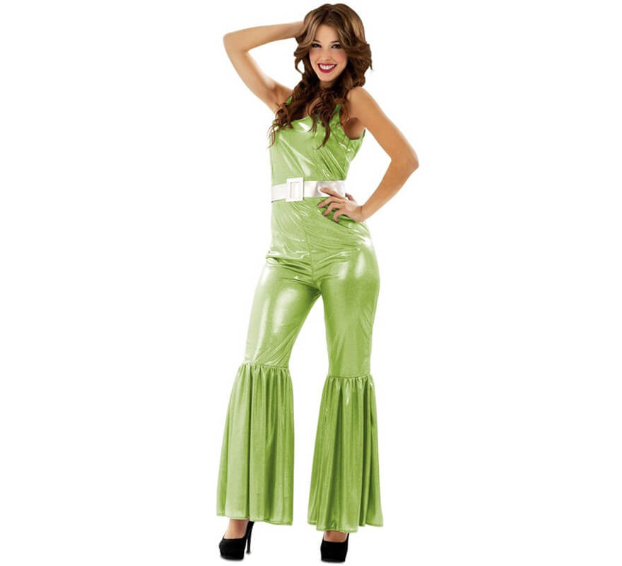 Disfraz de Chica de la Disco verde metalizado para mujer