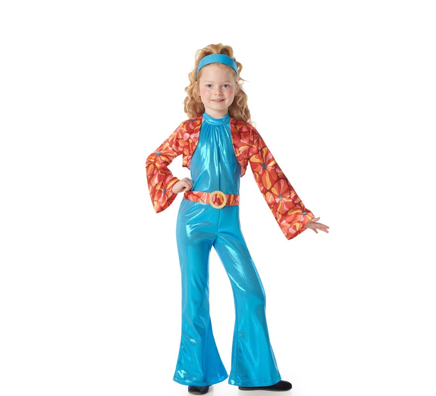 Blue 70s Disco Girl Costume for Girls