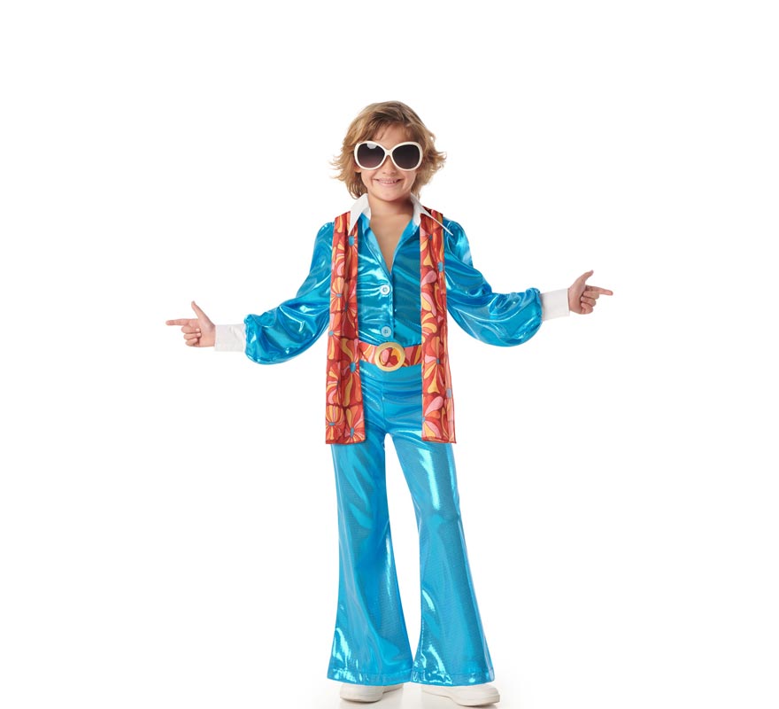 Blue 70s Disco Boy Costume for Boys