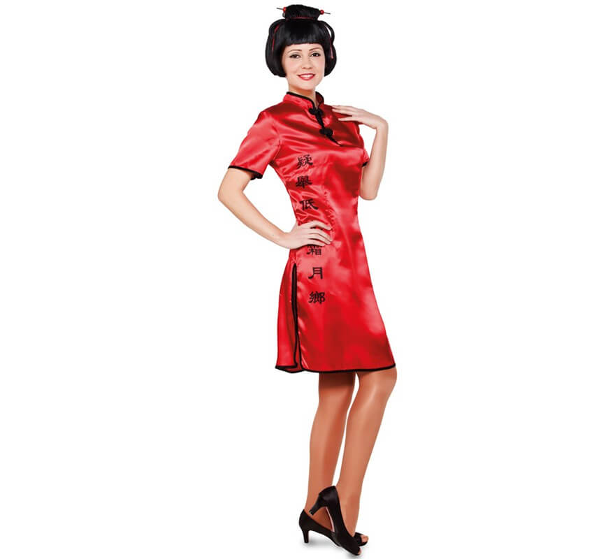 eurocarnavales costume rosso cina per donna, rosso, donna