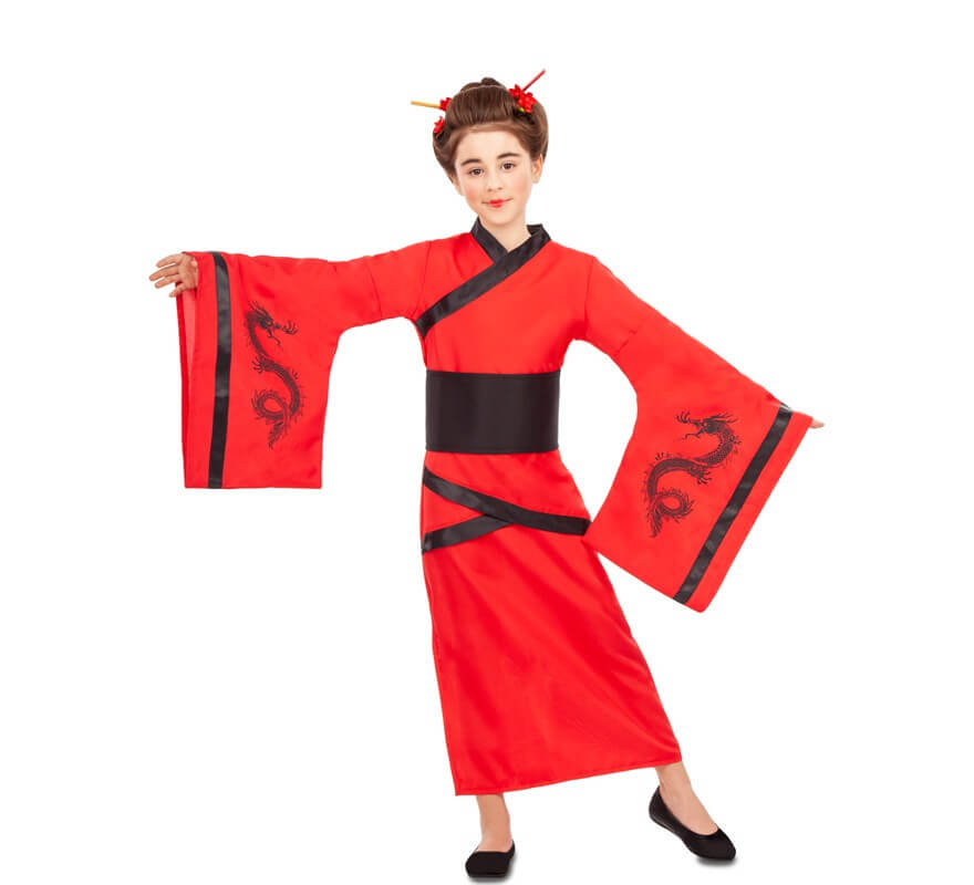 Disfraz de China Rojo y Negro para niña
